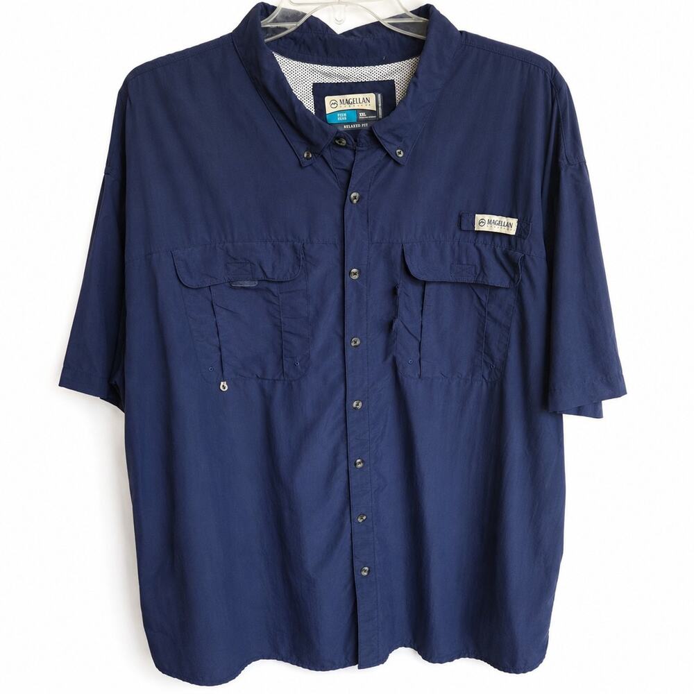 Magellan Fish Gear Fishing Shirt Men's 3XL Navy Blue Relaxed Fit Vented Sht Slv